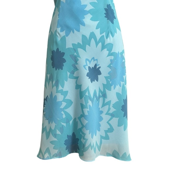 Express Vintage Y2K Chiffon Blue Floral Slip Dress Fairycore Asymmetrical Hem 8 - Picture 8 of 13